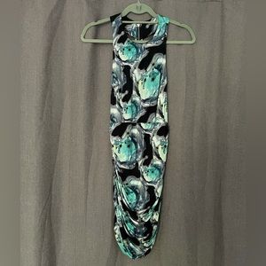 Cooper St Australian designer Multicolor teal ruched fitted dress zipup back